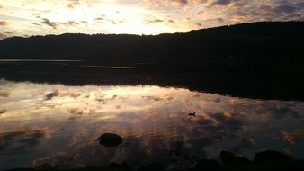 landscape of lake at evening