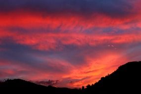 landscape of Bright orange sky at sunset