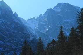 panoramic view of the Tatra mountains in blue haze