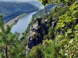 view of the bastei to elbe fantastic landscape