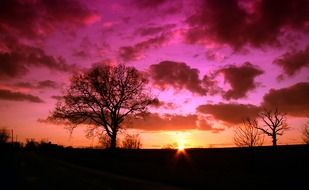 dramatic purple sky at sunset