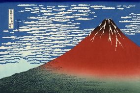 mount fuji volcano japan painting