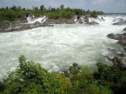 the flow of the river with green Coast in Laos