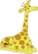 clipart of drawn resting cartoon giraffe