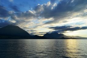 sunset lake switzerland