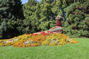 peacock figure planted with flowers on the island of mainau