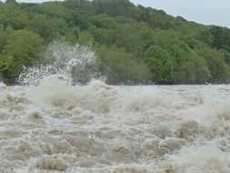 landscape of high waves of the Danube