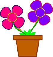 clipart of a flower pot with bright flowers