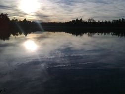 landscape of the lake in a forest