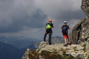 two climbers on the top of the Tatra mountain range