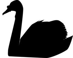 Black silhouette of the swan clipart