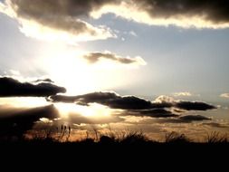Beautiful sunset in clouds in evening