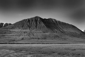 black and white photo of a mountain in Iceland
