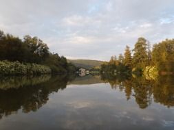 river among the green shores in Poland