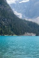 landscape of blue lake and cliffs