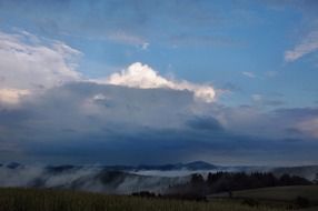 clouds and blue sky mountain landscape