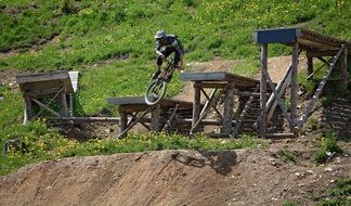 Tricks on a bicycle sport park