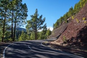 winded road at mountain side, spain, canary islands, tenerife