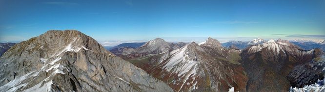 panorama of the massif of Bauges France mountains