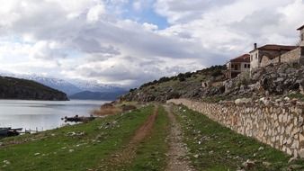 road along the lake