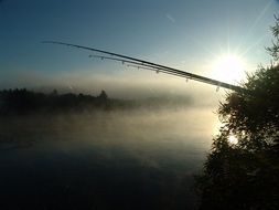 Fishing in the fog on the river Drava