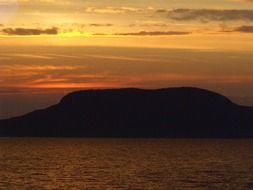 panorama of a hill on the shore of Lake Balaton at sunset