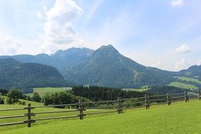 landscape of alpine mountains in summer time