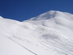 snow tracks in the Alps, Italy