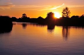 river golden sunset