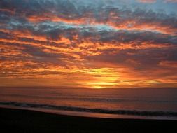 seascape with orange sunset