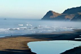 Beautiful coast with the hills near the Pacific Ocean