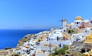 panoramic view of santorini