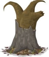 Drawing of cartoon tree with broken branch