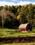 picturesque farm landscape of autumn in Connecticut