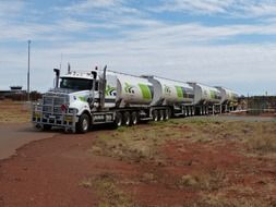 huge diesel tank truck on the road in australian nature