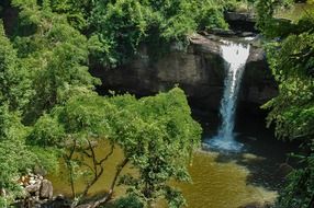 waterfall over the river in Thailand
