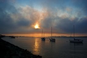 sailing vessel on the coast in San Diego