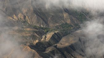 Himalayas in the haze of a bird's-eye view