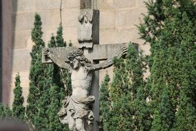 jesus christ on cross, stone figure outdoor
