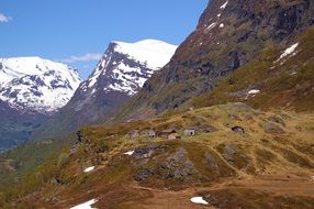 mountain scenery of Norway against the blue sky