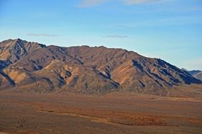 brown mountain panorama of Denali in Alaska