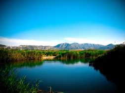 panoramic view of the blue lake in spain