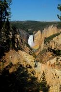 Falls in the canyon in Yellowstone National Park with beautiful and colorful nature
