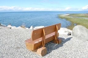 Landscape with the benches by the water