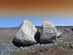 Landscape of large rocks in Canada