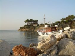 zakynthos island summer coast landscape with boat