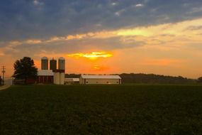 yellow sunrise on a farm in ohio