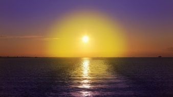 Sunset on the ocean in summer