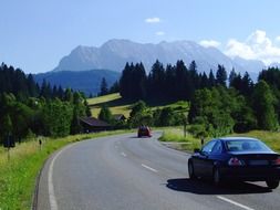 Landscape of cars on road in Upper Bavaria