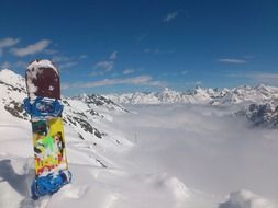 snowboard in the mountains in Austria